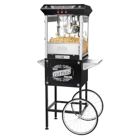 6035 Great Northern Black Antique Style 8oz Popcorn Popper Machine WithCart, 8 Ounce